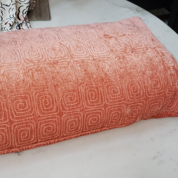 Salmon Velveteen Lumbar Throw Pillow, Geometric - Picture 8 of 8